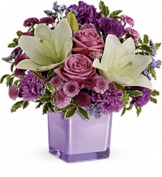 TF TEV45-1 Pleasing Purple Bouquet from Kinsch Village Florist, flower shop in Palatine, IL